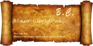 Blayer Cipriána névjegykártya